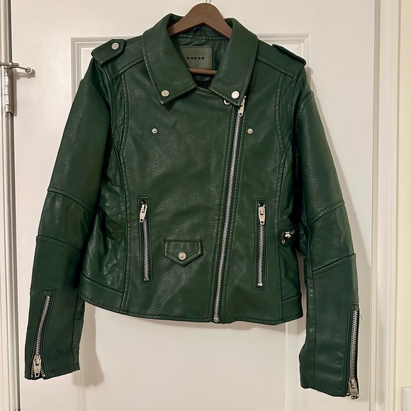 Blank NYC Green Leather Biker Jacket - Picture 1 of 10